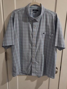 Southern Marsh Performance Short-Sleeve Button-Up Camp Shirt - Blue Plaid - XL